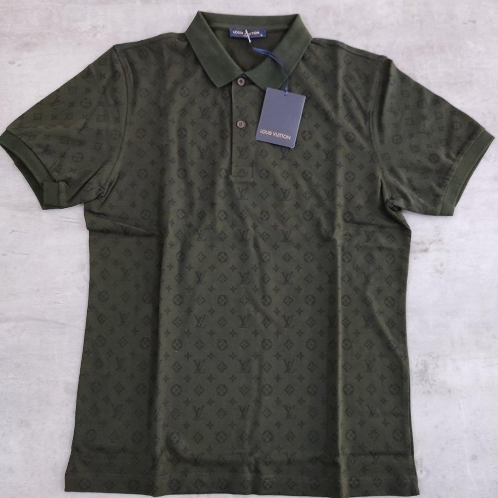 Dark Green Polo With Multi Logo Printed